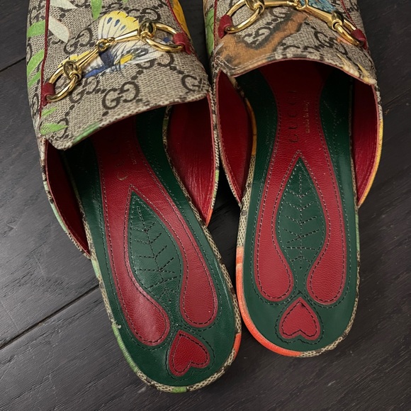 Authentic womens Gucci Grey Canvas Bird Printed Princetown mules size 35 - Picture 7 of 7